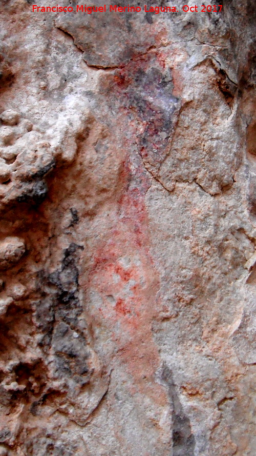 Pinturas rupestres de la Cueva del Fraile I - Pinturas rupestres de la Cueva del Fraile I. Figura ovalada rayada