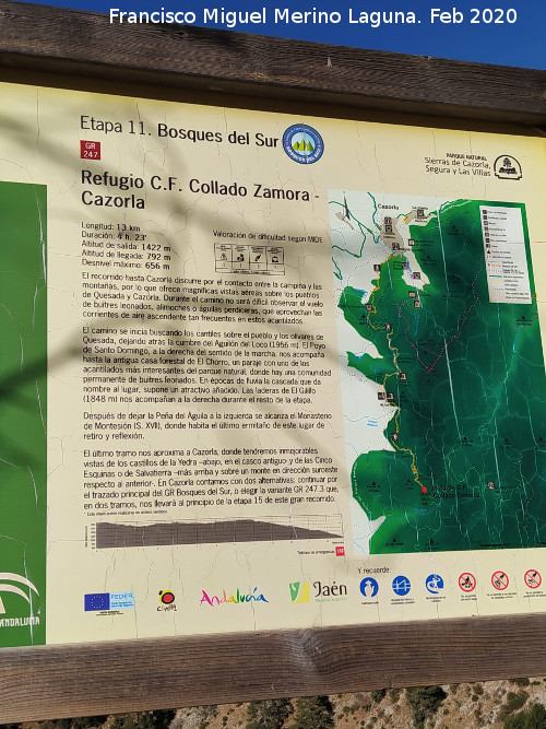 Sendero del Collado Zamora a Cazorla - Sendero del Collado Zamora a Cazorla. Cartel