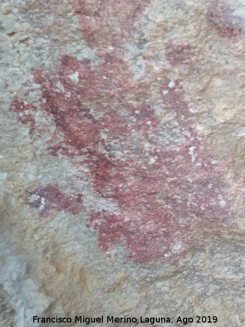 Pinturas rupestres y petroglifos Cueva del Clarillo - Pinturas rupestres y petroglifos Cueva del Clarillo. Mano a la izquierda de la pareja de manos
