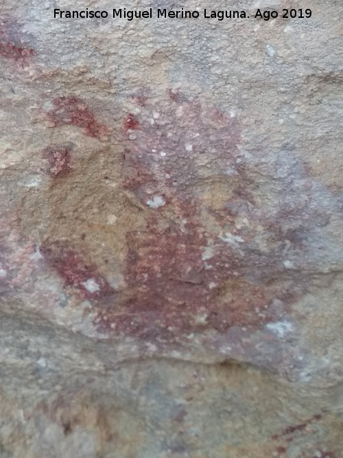 Pinturas rupestres y petroglifos Cueva del Clarillo - Pinturas rupestres y petroglifos Cueva del Clarillo. Mano a la derecha de la pareja de manos