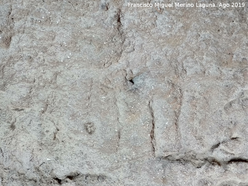 Pinturas rupestres y petroglifos Cueva del Clarillo - Pinturas rupestres y petroglifos Cueva del Clarillo. Petroglifo circular y pectiniforme izquierdo