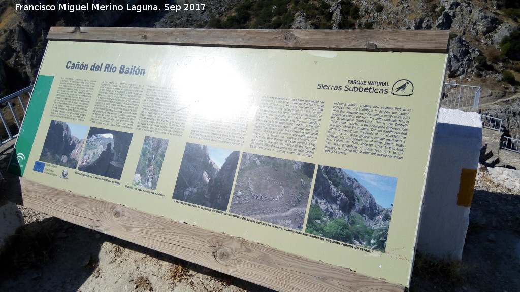 Mirador del Can del Ro Bailn - Mirador del Can del Ro Bailn. Cartel