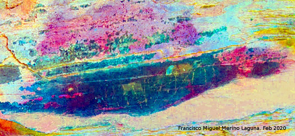 Pinturas rupestres del Abrigo del Guadal�n III - Pinturas rupestres del Abrigo del Guadal�n III. Tratada con Dstretch