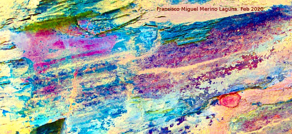Pinturas rupestres del Abrigo del Guadal�n III - Pinturas rupestres del Abrigo del Guadal�n III. Tratada con Dstretch