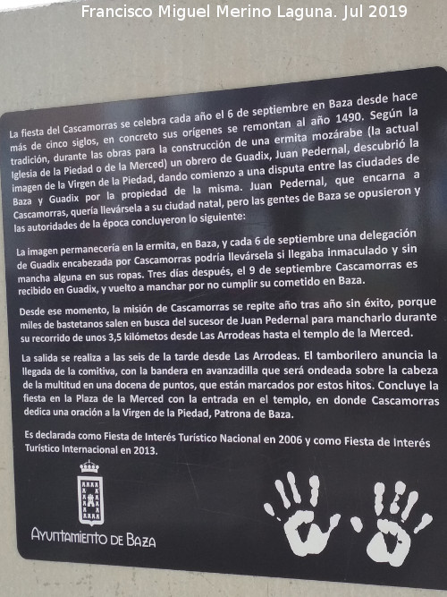 El Cascamorras - El Cascamorras. Placa en la Bandera de la Calle Agua