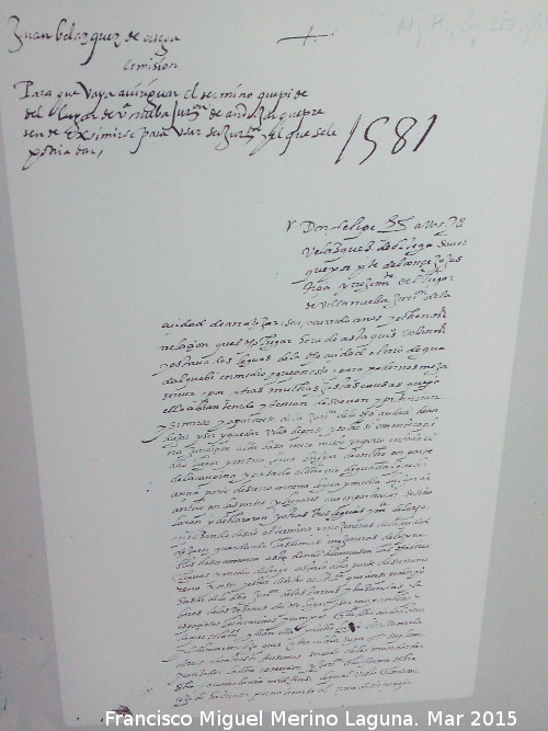 Historia de Villanueva de la Reina - Historia de Villanueva de la Reina. Despacho del Rey Felipe II, en relacin a la demanda de Villanueva contra Andjar. Lisboa 27 de mayo de 1581. Archivo General de Simancas