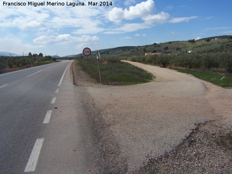 Calzada romana El Paso - Calzada romana El Paso. Punto en que se une a la carretera de Santisteban