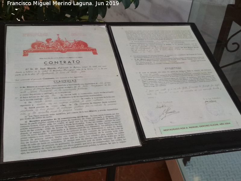 Teatro Municipal Maestro Alvarez Alonso - Teatro Municipal Maestro Alvarez Alonso. Contrato del reloj