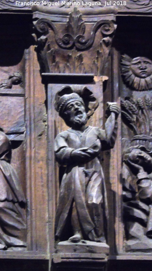 Catedral de Jan. Coro. Entrada del Arca en Jerusaln - Catedral de Jan. Coro. Entrada del Arca en Jerusaln. Capitel y figura derecha