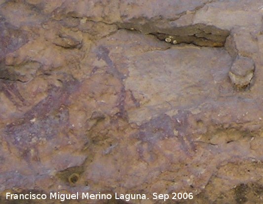 Pinturas rupestres de la Cueva del Engarbo I. Grupo II. Panel VII - Pinturas rupestres de la Cueva del Engarbo I. Grupo II. Panel VII. Arquero disparando a un toro