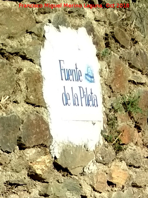 Fuente de la Pileta - Fuente de la Pileta. Placa