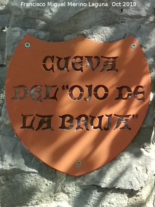 Cueva del Ojo de la Bruja - Cueva del Ojo de la Bruja. Placa