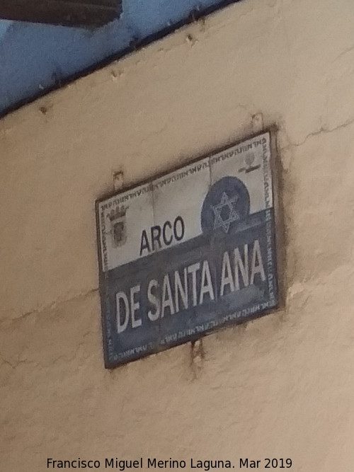 Arco de Santa Ana - Arco de Santa Ana. Placa