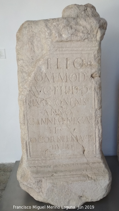 Yacimiento romano del Arroyo Salado - Yacimiento romano del Arroyo Salado. Epigrafa romana en mrmol, siglo II. Museo Arqueolgico de Granada