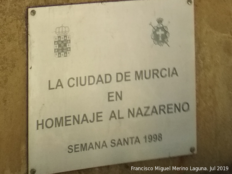 Monumento al Nazareno - Monumento al Nazareno. Placa