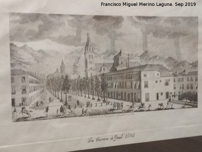 1836 - 1836. Grabado de Giraldo 1836. La Carrera del Genil. Casa de los Tiros - Granada