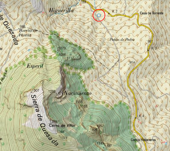 Nacimiento del Pen de Pedro - Nacimiento del Pen de Pedro. Mapa