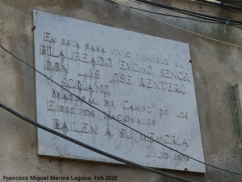 Casa de Don Luis Jos� Rentero - Casa de Don Luis Jos� Rentero. Placa