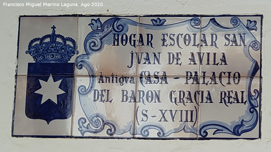 Palacio del Bar�n de Gracia Real - Palacio del Bar�n de Gracia Real. Placa de azulejos