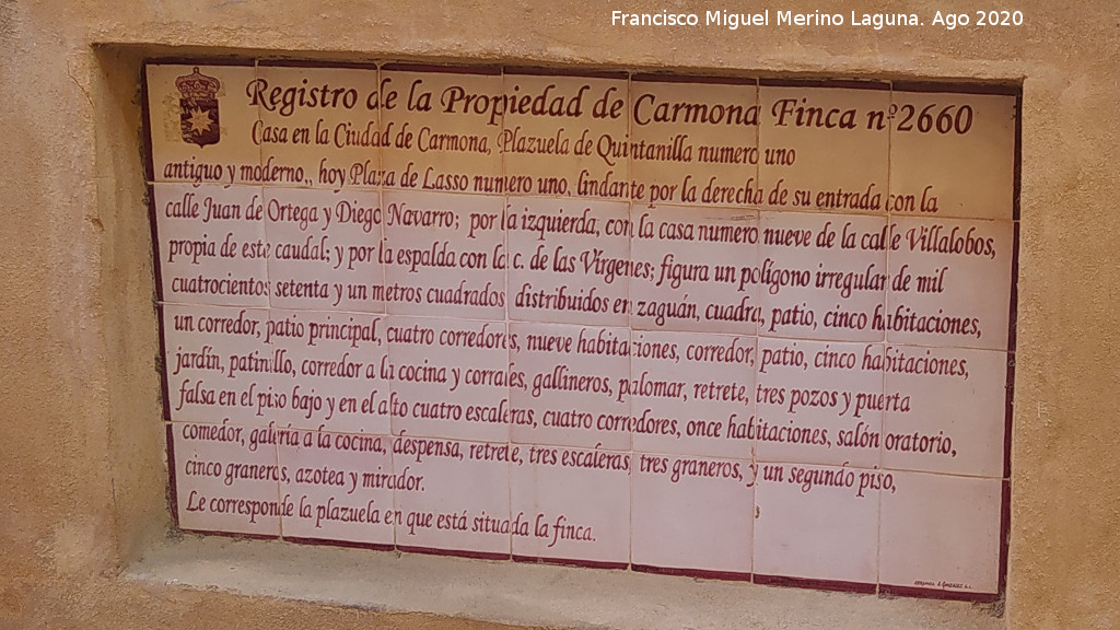 Plazuela de los Lasso - Plazuela de los Lasso. Placa con inscripci�n hist�rica