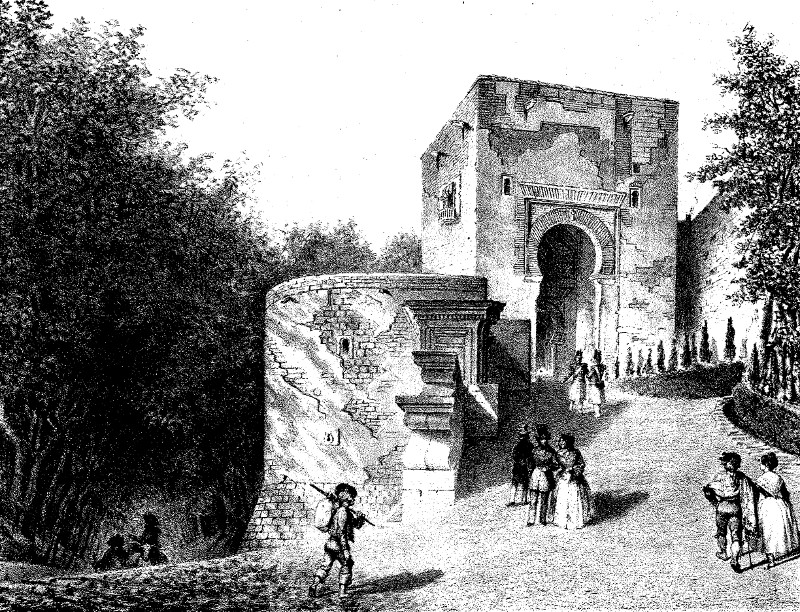 Alhambra. Puerta de la Justicia - Alhambra. Puerta de la Justicia. Puerta del Juicio. Dibujo de F. J. Parcerisa 1850