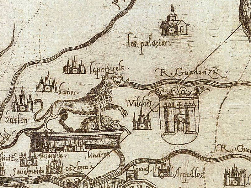 Historia de Baos de la Encina - Historia de Baos de la Encina. Mapa 1588