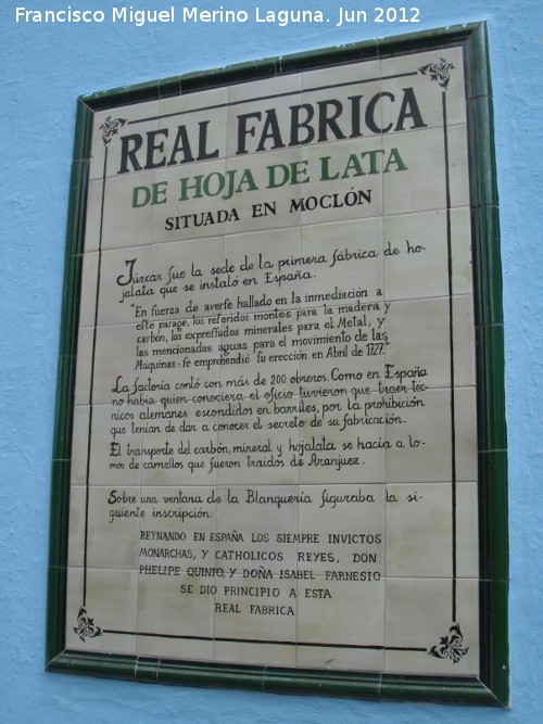 Real Fbrica de Hojalata San Miguel - Real Fbrica de Hojalata San Miguel. Placa