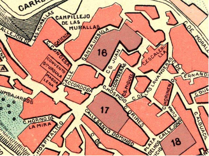Calle Hospital de San Miguel - Calle Hospital de San Miguel. Mapa de principios del siglo XX