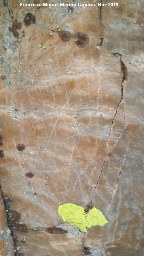 Pinturas rupestres y grabado del Cimbarrillo - Pinturas rupestres y grabado del Cimbarrillo. Grabado reticulado