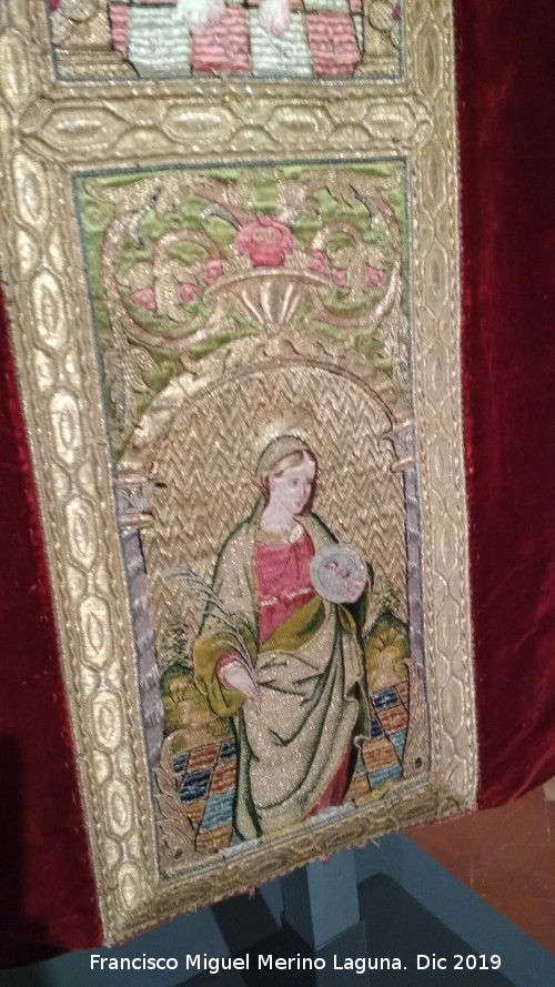 Catedral de Jan. Museo - Catedral de Jan. Museo. Casulla de San Blas. Detalle de Santa Luca