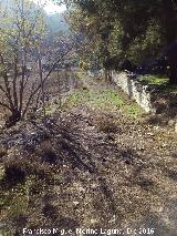 Aldea de Santa Cristina u Otiar. Calle que bordea el jardn de la Casera de Otiar