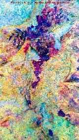 Pinturas rupestres del Abrigo del Almendro. Tratada con Dstretch