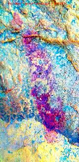 Pinturas rupestres del Abrigo del Almendro. Tratada con Dstretch