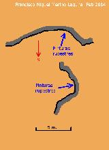 Pinturas rupestres del Abrigo debajo del de la Diosa. Alzado y seccin
