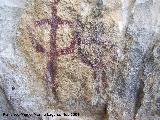 Pinturas rupestres de la Cueva de la Graja-Grupo XIV. Pareja de antropomorfos tipo phi con dos piernas