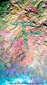 Pinturas rupestres del Abrigo de los Caones II. Tratada con Dstretch
