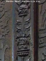 Catedral de Jan. Coro. Presentacin de Mara en el templo. Cabezas de la pilastra derecha del espaldar