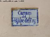 Carmen del Aljibe del Rey. Placa