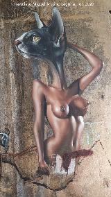 Grafiti de Belin Mujer Gato de la Cruz. 