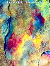 Pinturas rupestres del Abrigo del Almendro II. Tratada con Dstretch