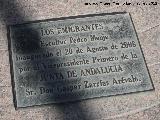 Monumento a Los Emigrantes. Placa