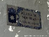Iglesia de San Blas. Placa