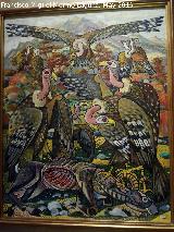 P�jaro Buitre leonado - Gyps fulvus. Buitres. Cuadro de Rafael Zabaleta de 1955. Museo Provincial de Ja�n