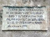 San Juan de la Cruz. Placa en la Iglesia del Carmen de Abajo - Salamanca