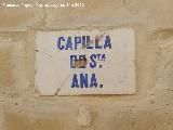 Capilla de Santa Ana. Placa