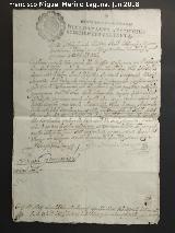 Historia de Cartagena. Certificado de servicios militares. Cartagena 1770. Exposicin Palacio Villardompardo - Jan