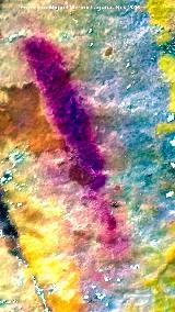 Pinturas rupestres y grabado del Cimbarrillo. Tratada con Dstretch