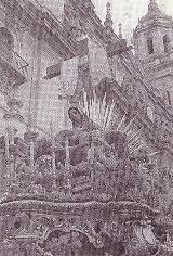 Catedral de Jan. 1954. La Virgen de las Angustias de la cofrada del Cristo de la Buena Muerte