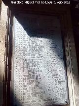 Catedral de Jan. Interior. Placa a los Sacerdotes asesinados durante la Guerra Civil