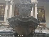 Fuente de Diputacin. Escudo e inscripcin delanteros